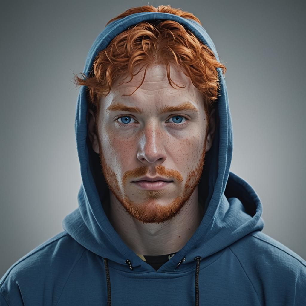 Red-Haired Streamer Portrait in Professional Style