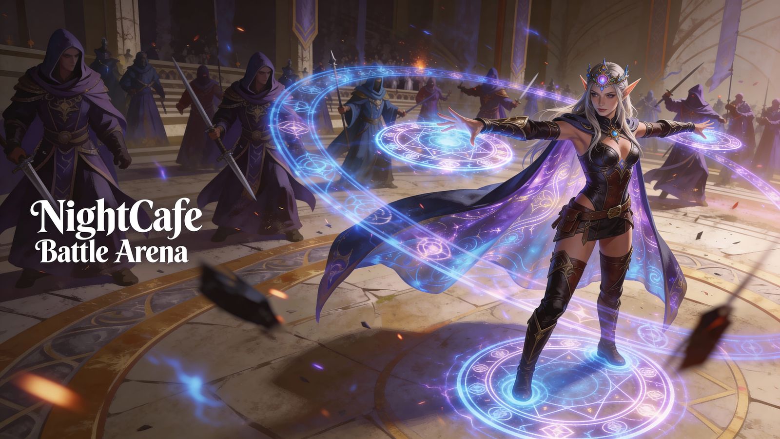 Arcane Elvish Mage Casting Protection Circle in Arena