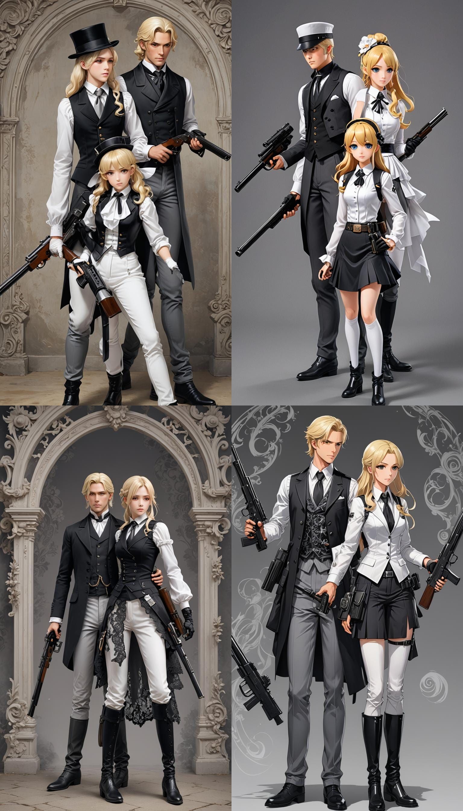 1880s Couple with Shotgun in Anime Style