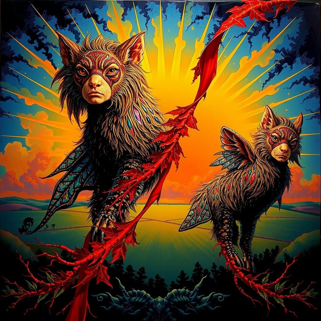 Vibrant Landscape with Pink Skin and Golden Leaves