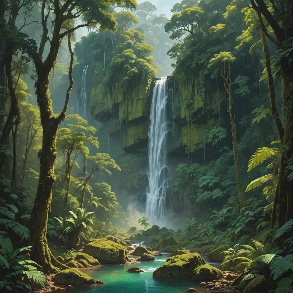 Lush Cola de Caballo Waterfall in Chiapas