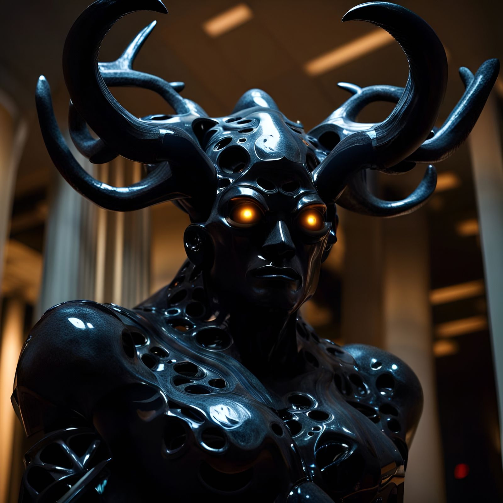 Ominous Obsidian Golem Sculpture Reimagined