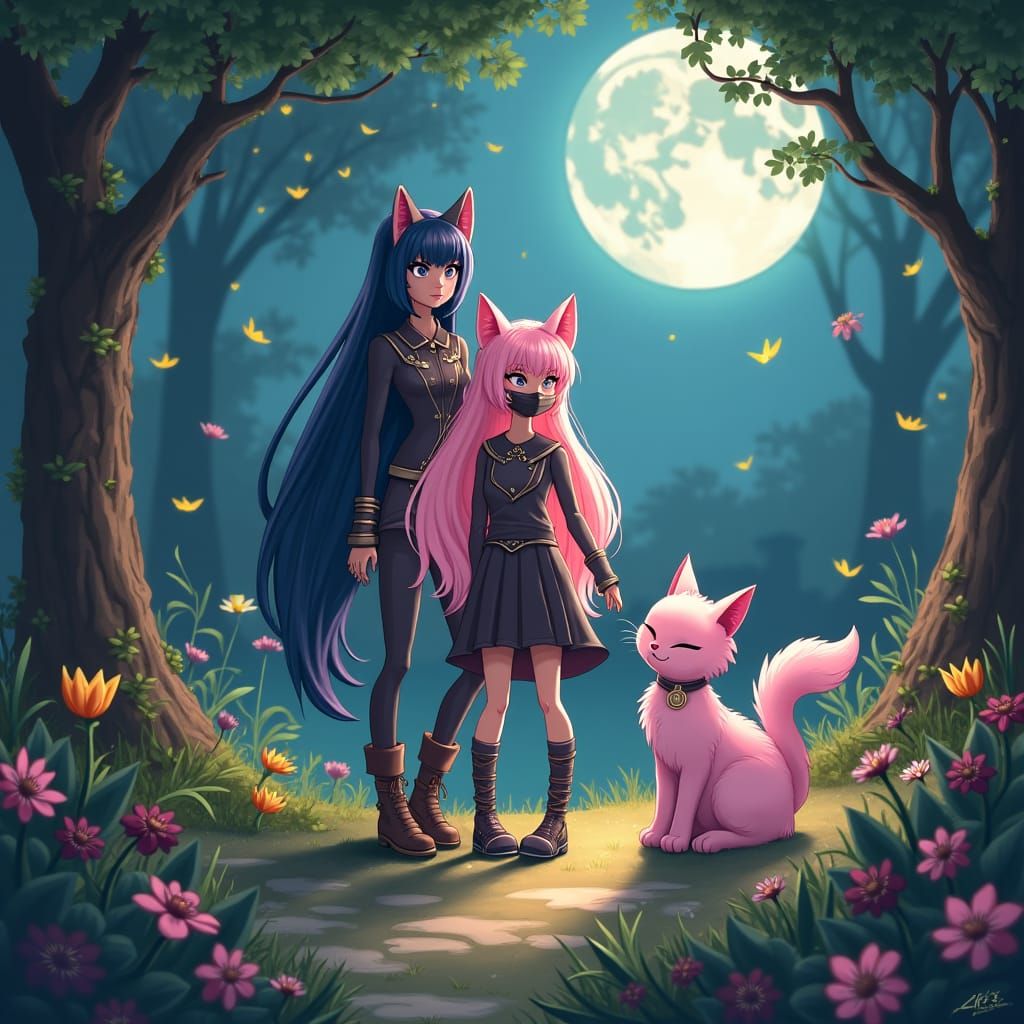 Aphmau's Enchanting Forest Encounter in Fantasy Art Style