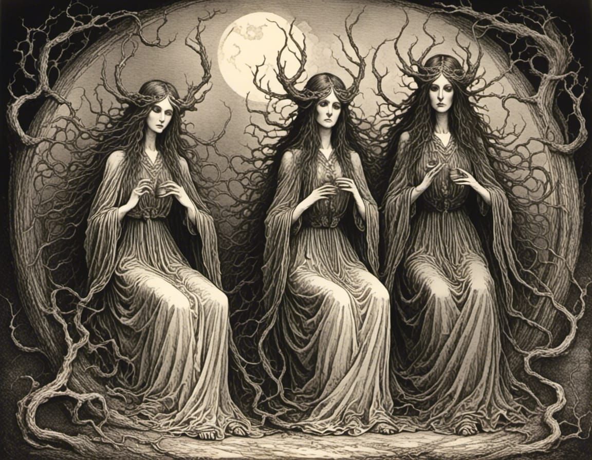 The three norns (Urd, Verdandi, Skuld)