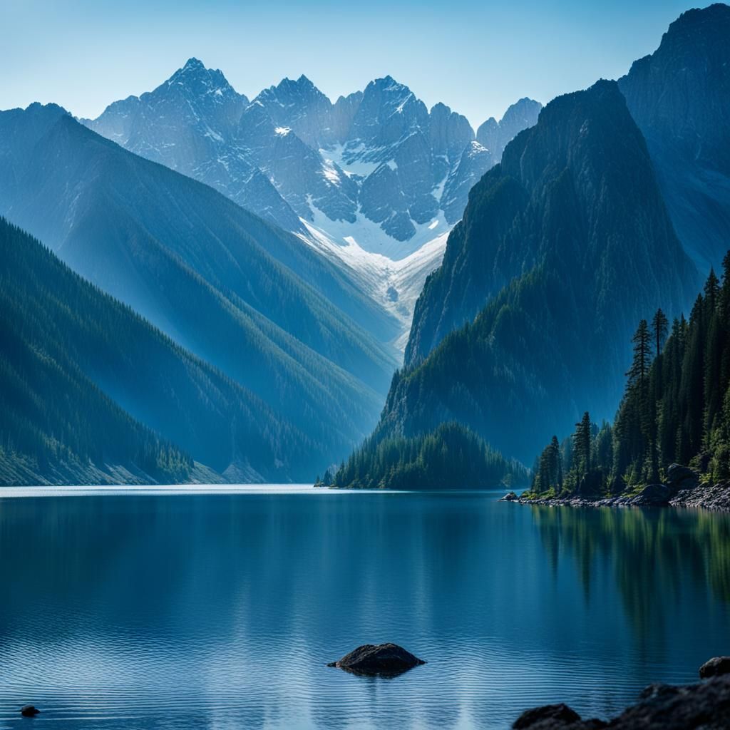 Mountains Surround a Tranquil Lake