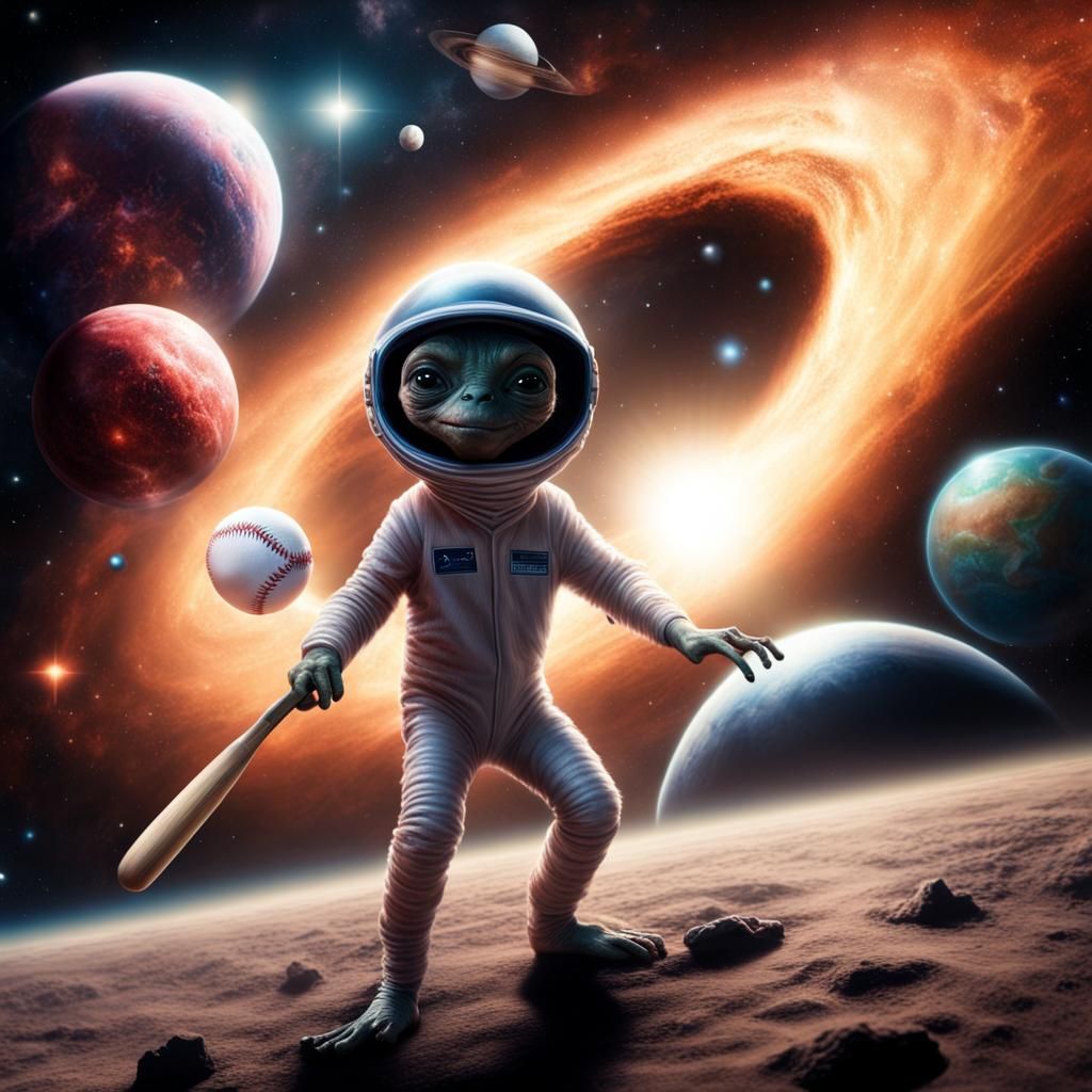 E.T. Hits Baseball into Black Hole in Space