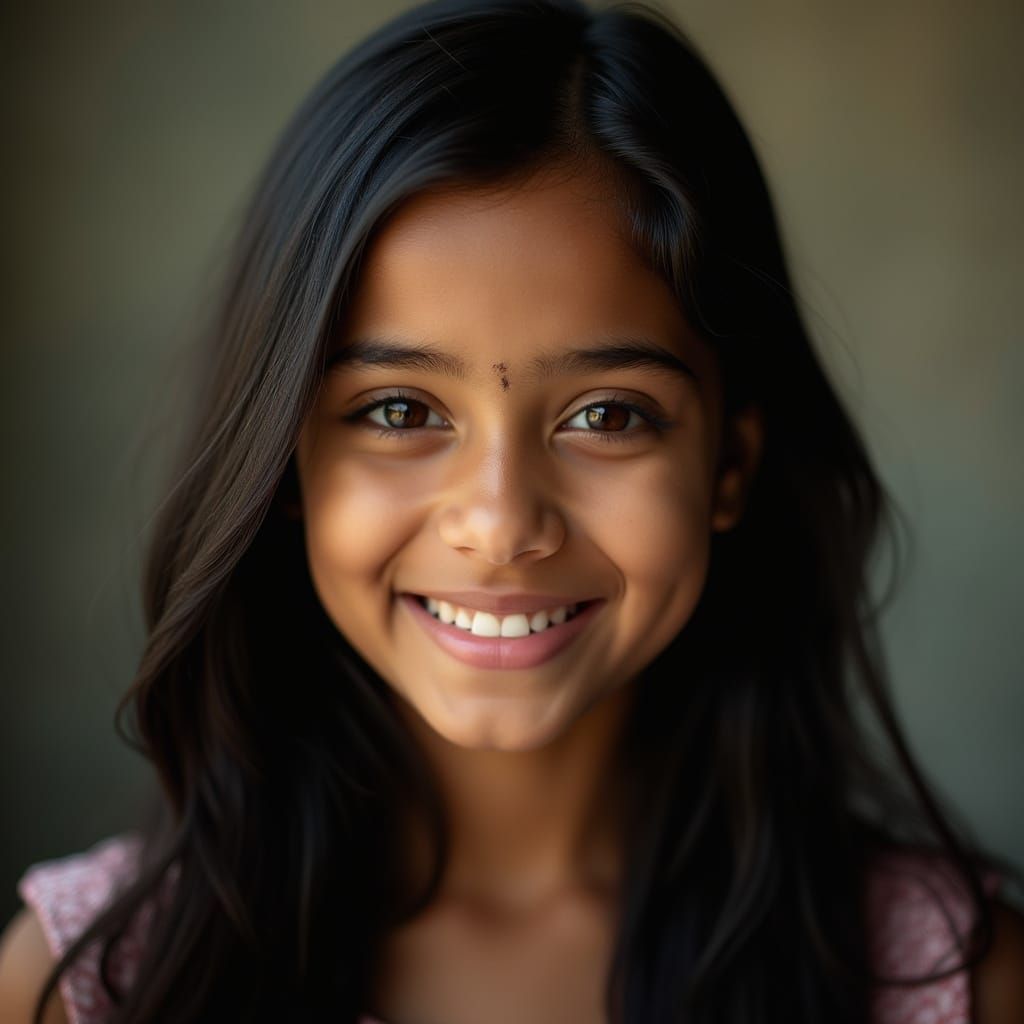 Indian Girl Poses in Elegant Studio Portrait