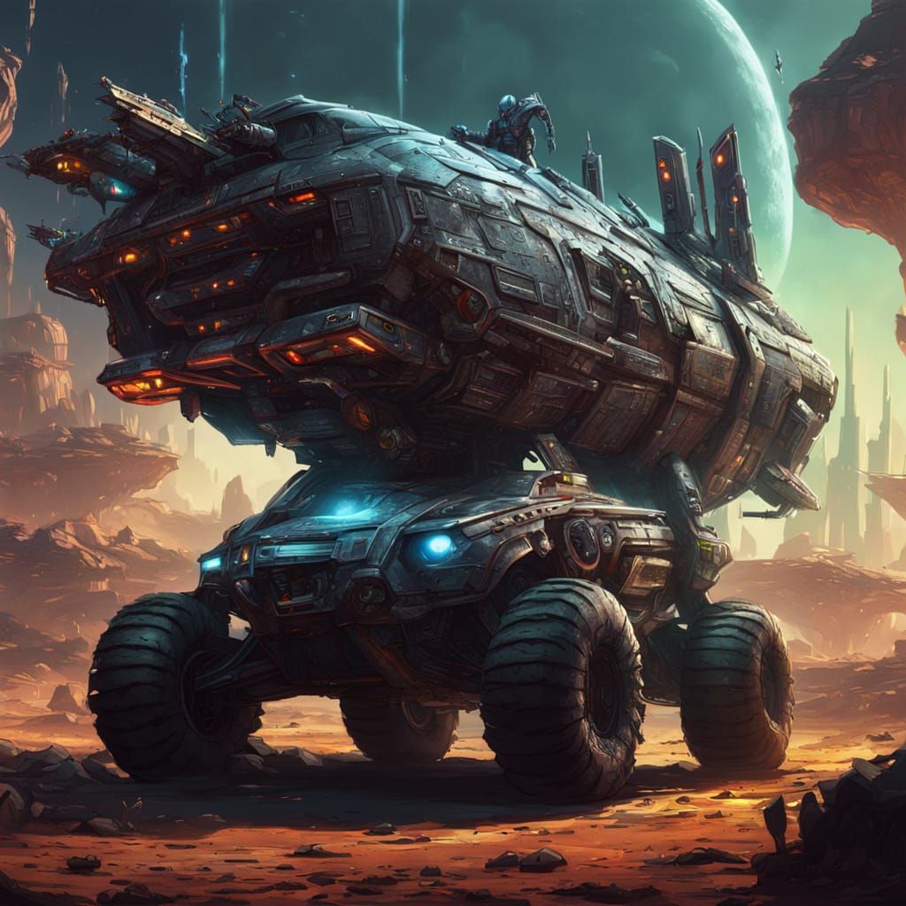 Sci-Fi Spaceship in Sludge with Alien Queen