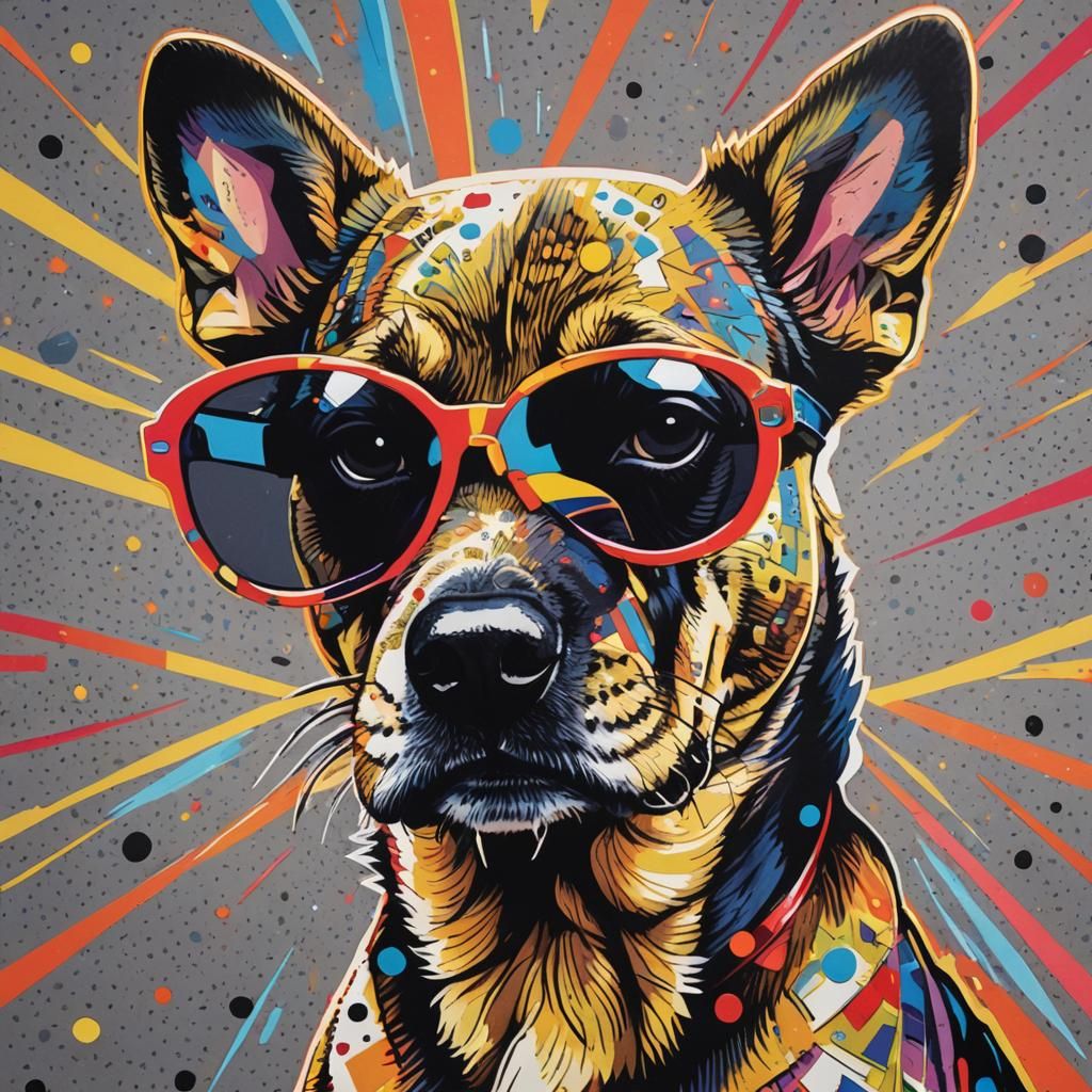 Pop Art Dog with Cigarette in Warhol Style