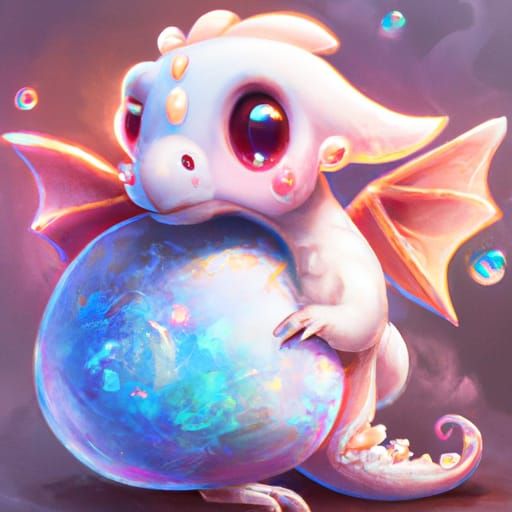 Adorable Gemstone Dragon in a Fantasy Landscape