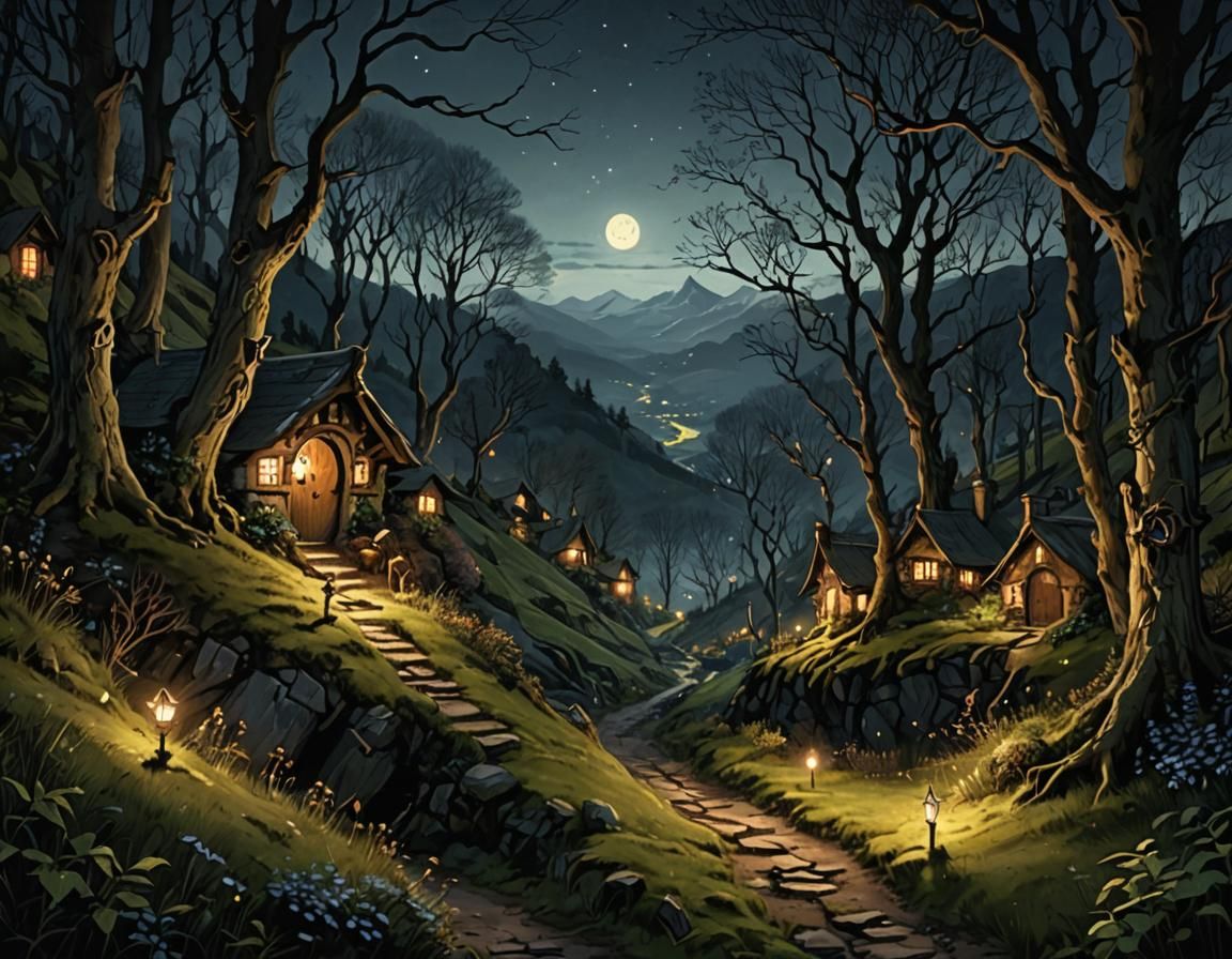 Romantic and Scary Night in a Hobbit Wilderness