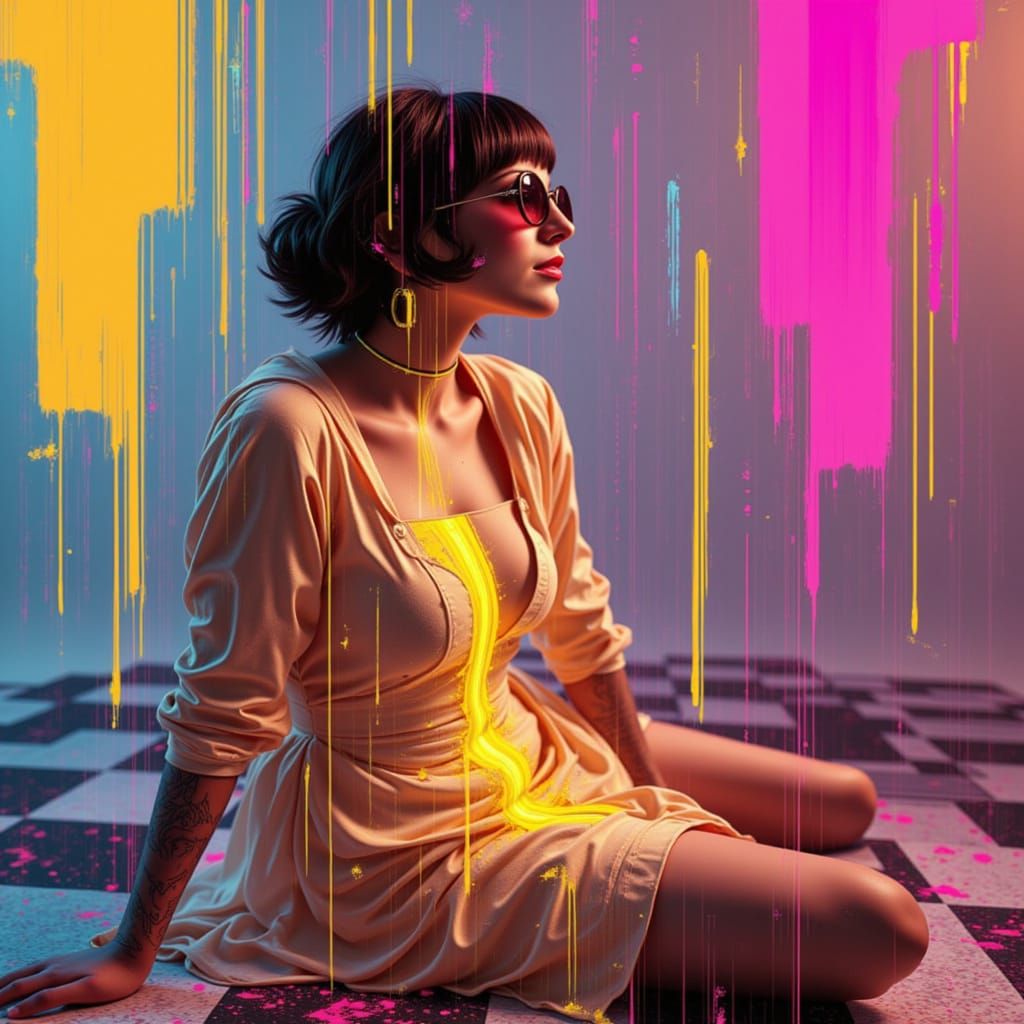 Neon Drip x Retro Glitch Fusion <lora:Glitch n Errorcore:1.0...