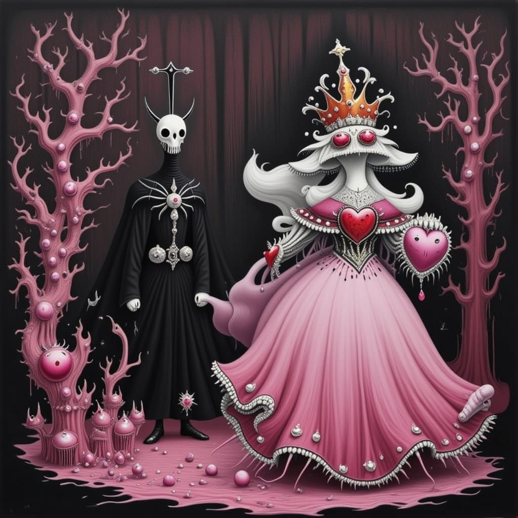 Surreal Fox Flees Love Factory in Dark Fantasy Style