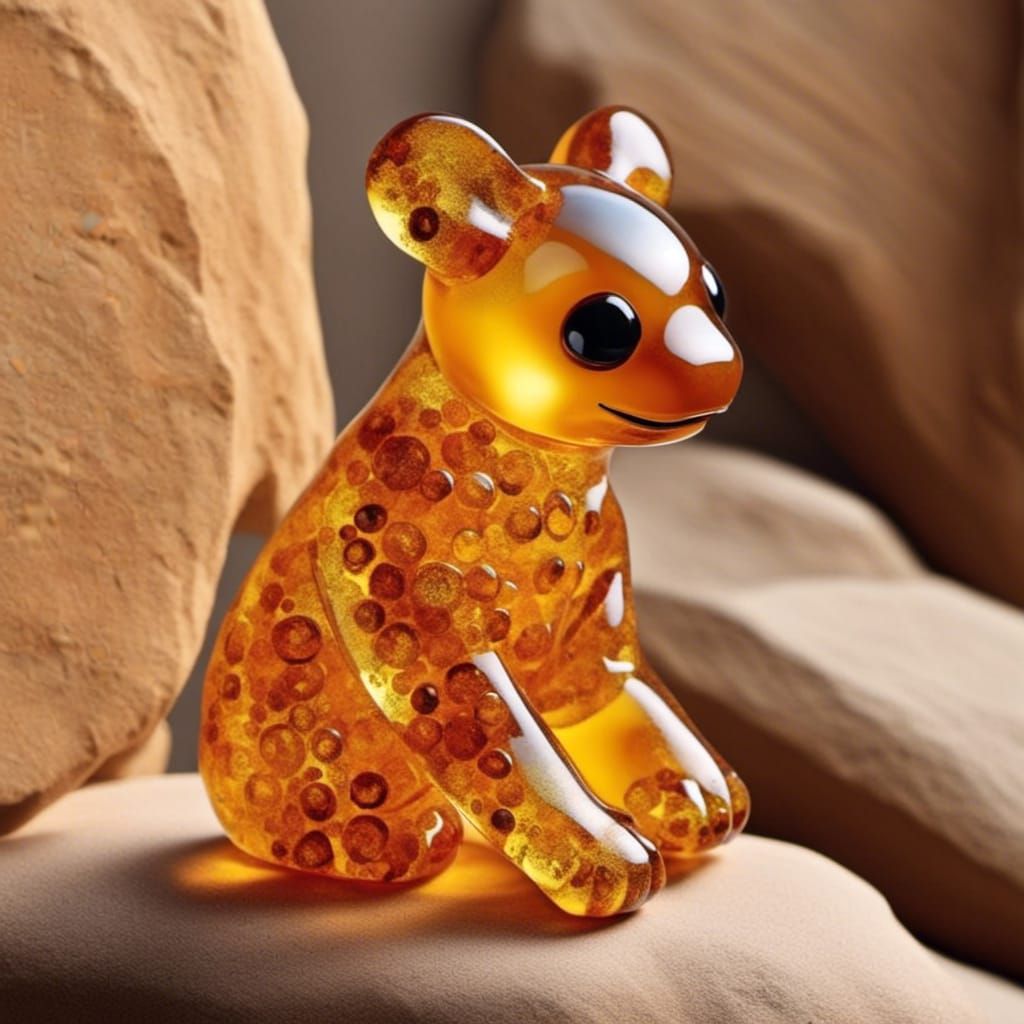 Amber Sculpture Storybook Illustration in Naive Art Style