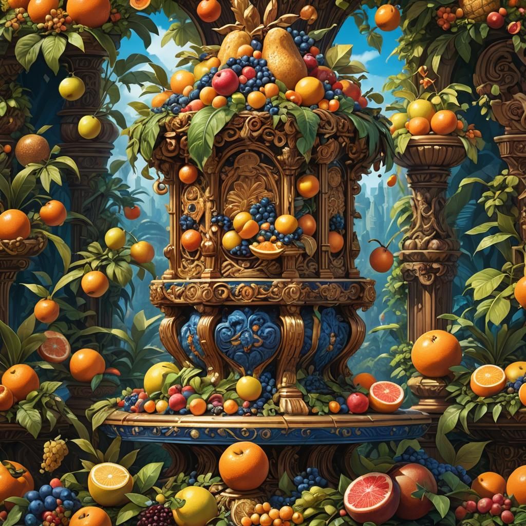 Luxurious Fruit Bread Concept Art in Fantasy Style