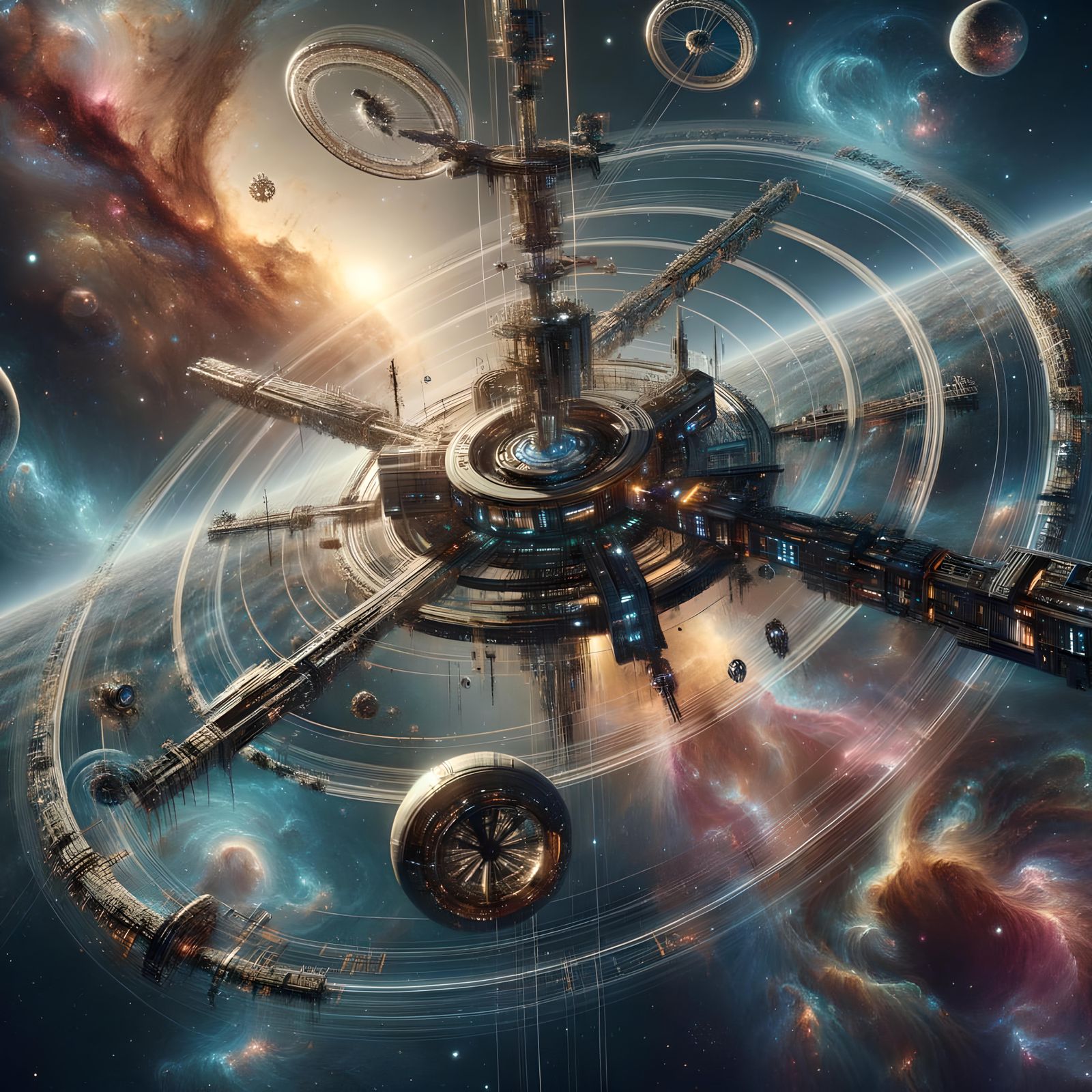 Photorealistic Alien Space Station in Deep Space