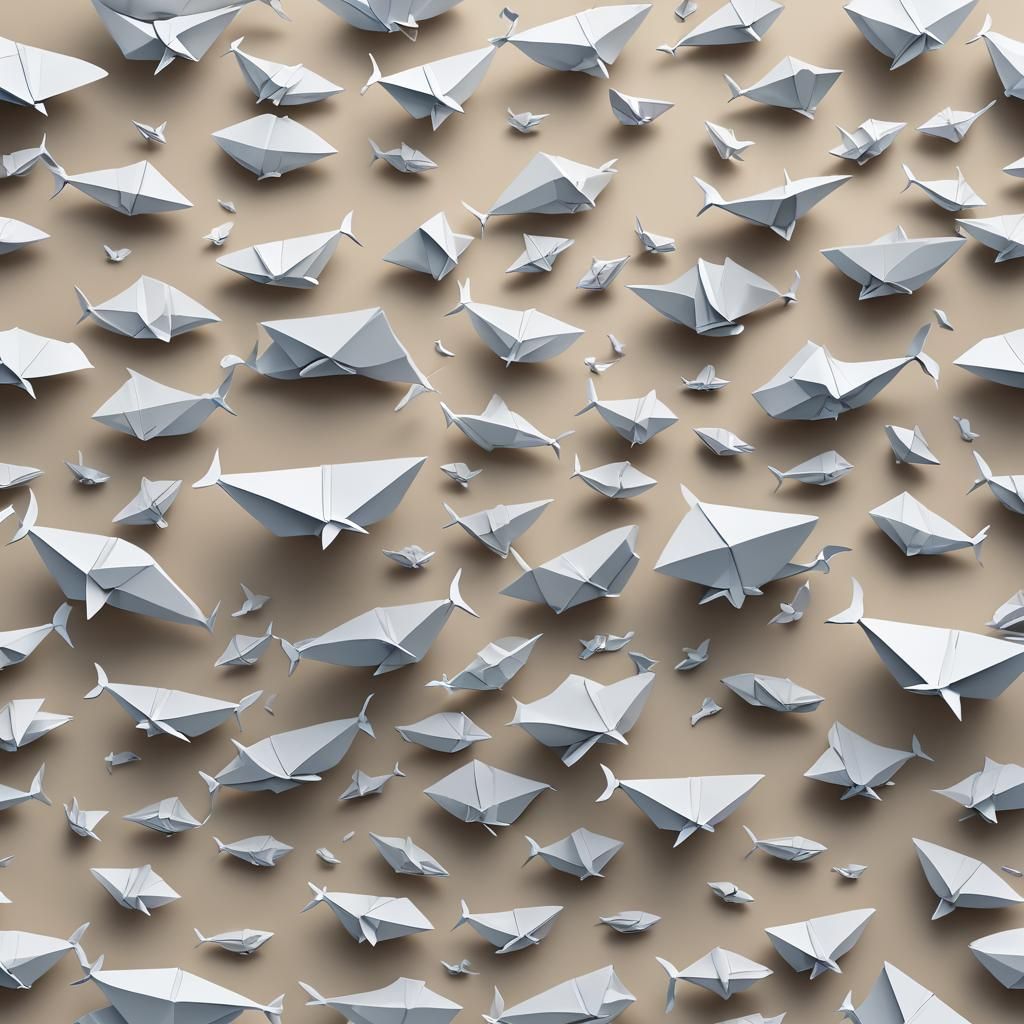 Origami Flying Whale Papercraft in 8K
