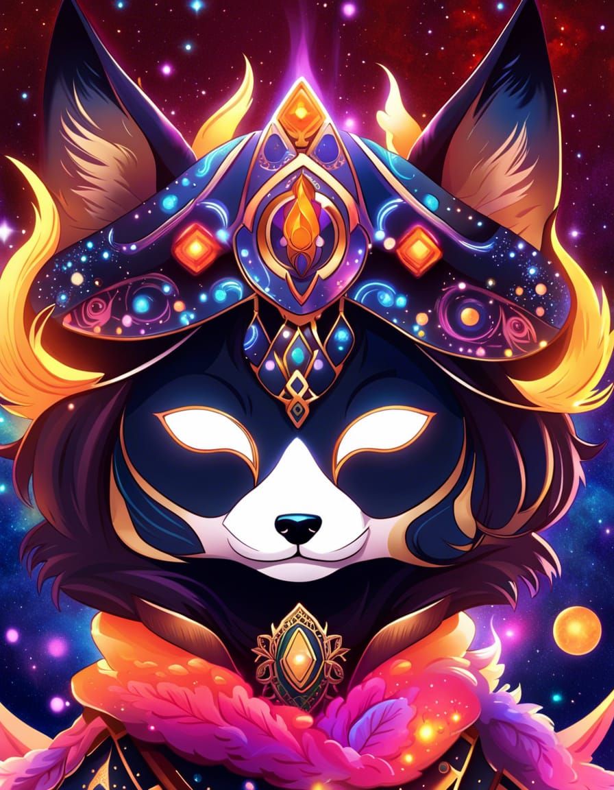 Cosmic Fox in Celtic Armor: Aetherpunk Fantasy