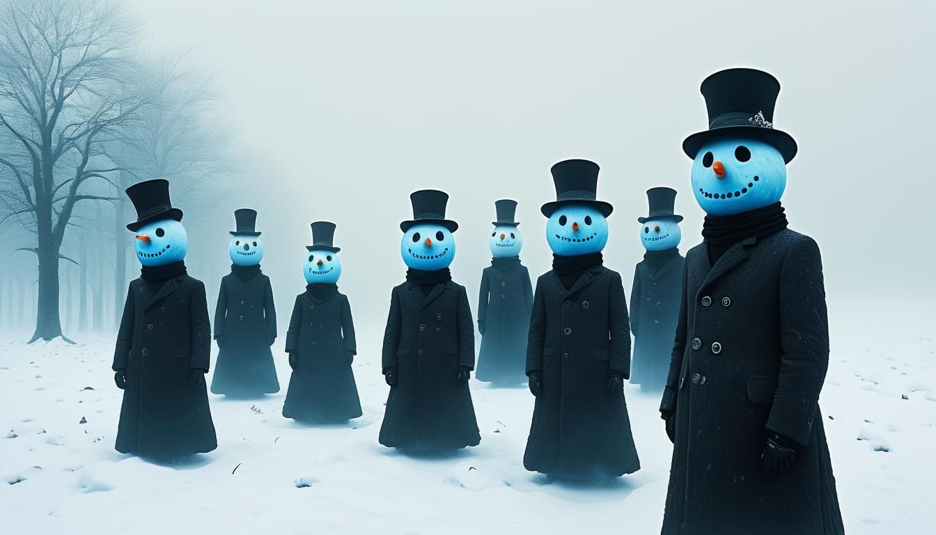 Mystical Snowmen Portrait in Dark Surrealism Style