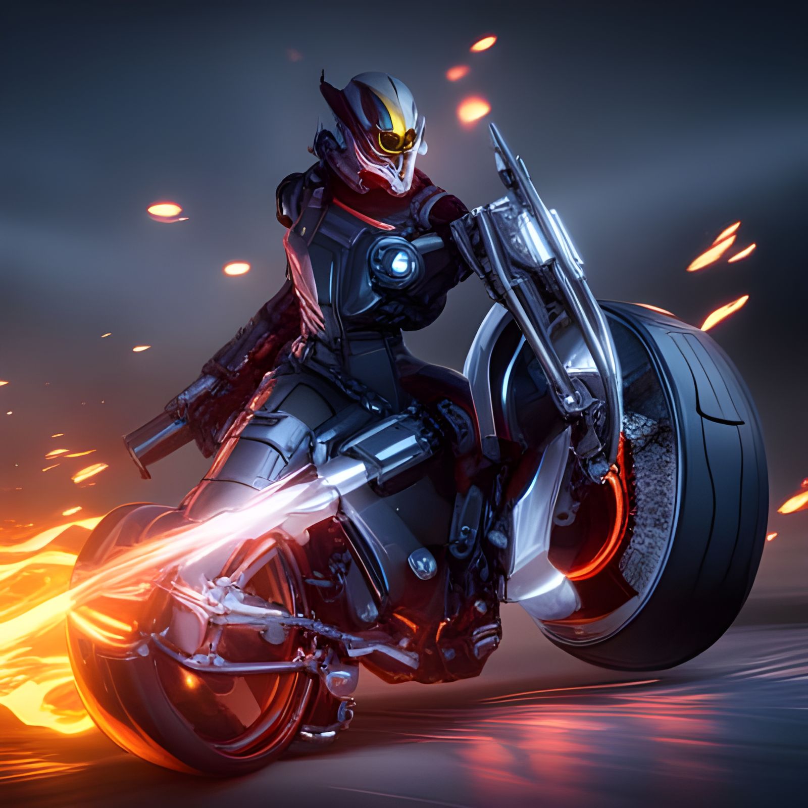 Ghost Rider Gundam Mecha Suit in Cyberpunk Style