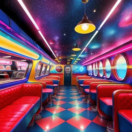 Hyperdetailed 1950s Diner in Galactic Nebula Style
