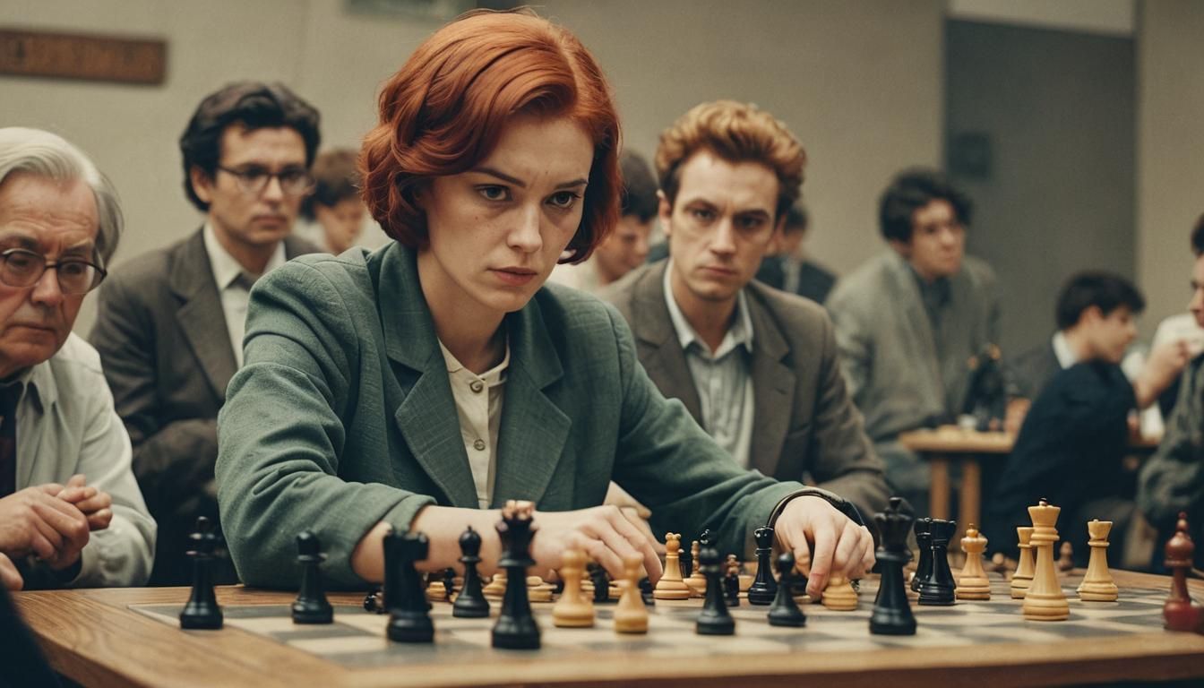 Red-Haired Chess Champion in Vintage Style