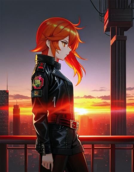 Sunset Shimmer in Cyberpunk Leather Jacket