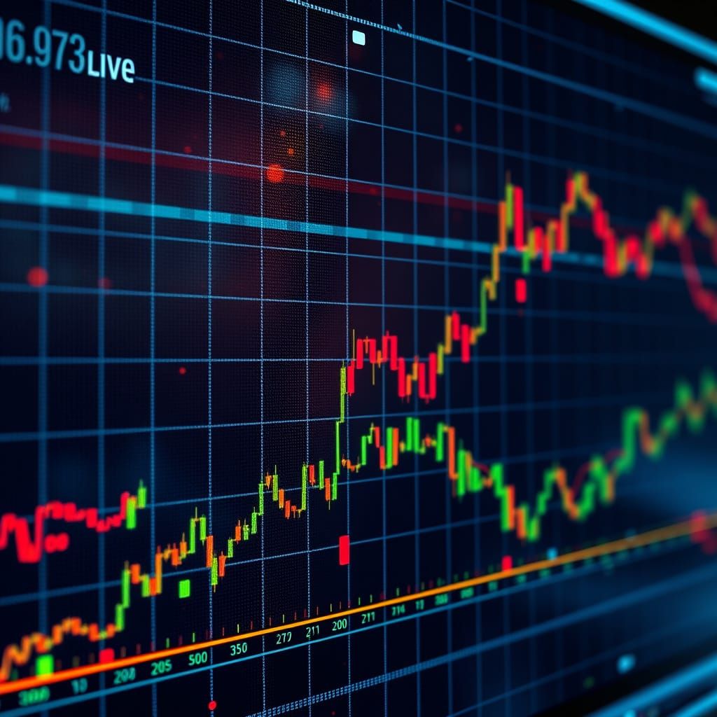 Vibrant Euro-Dollar Trading Chart in Hyperrealistic Style