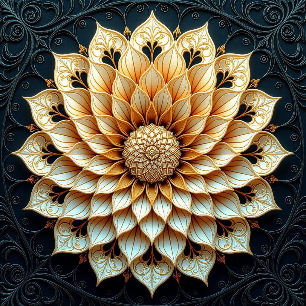 Lace Mandala Flower in Art Nouveau Style