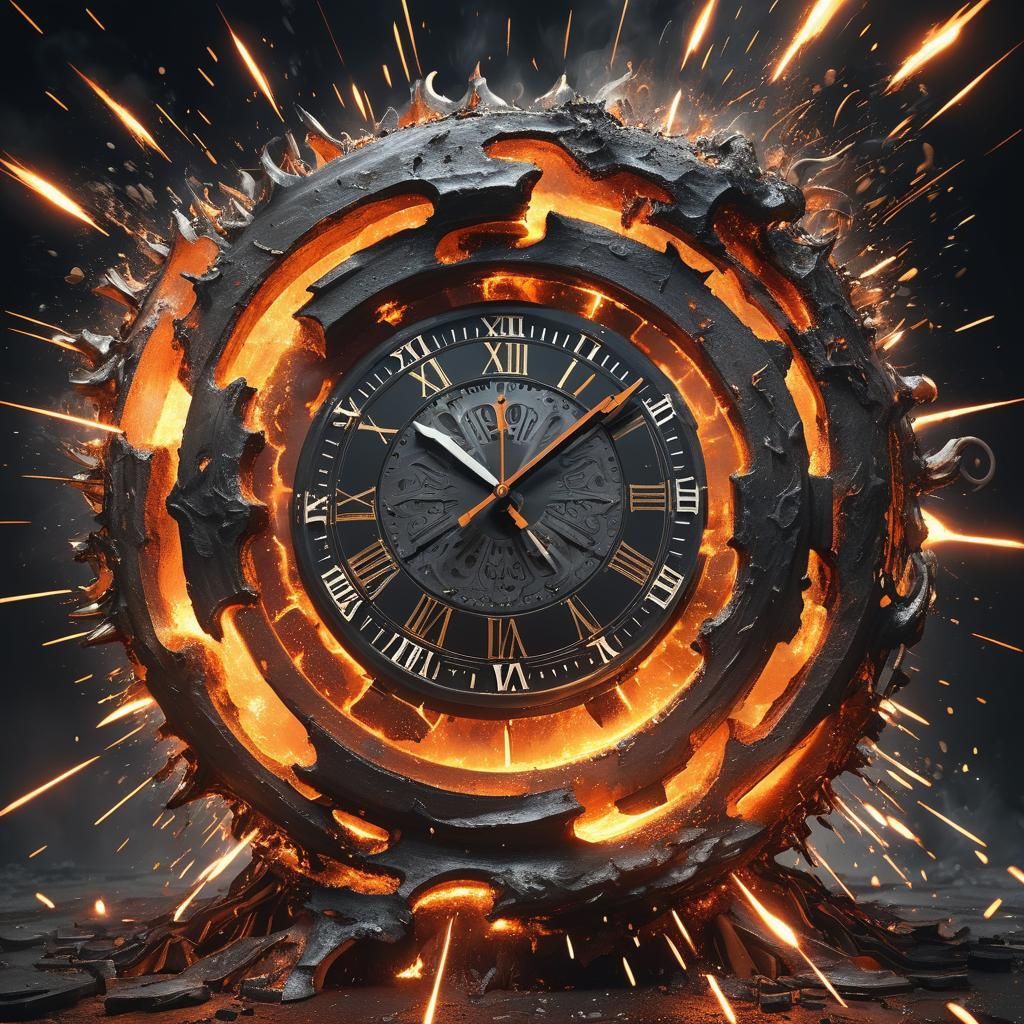 Dramatic Molten Metal Clock with Fiery Sparks