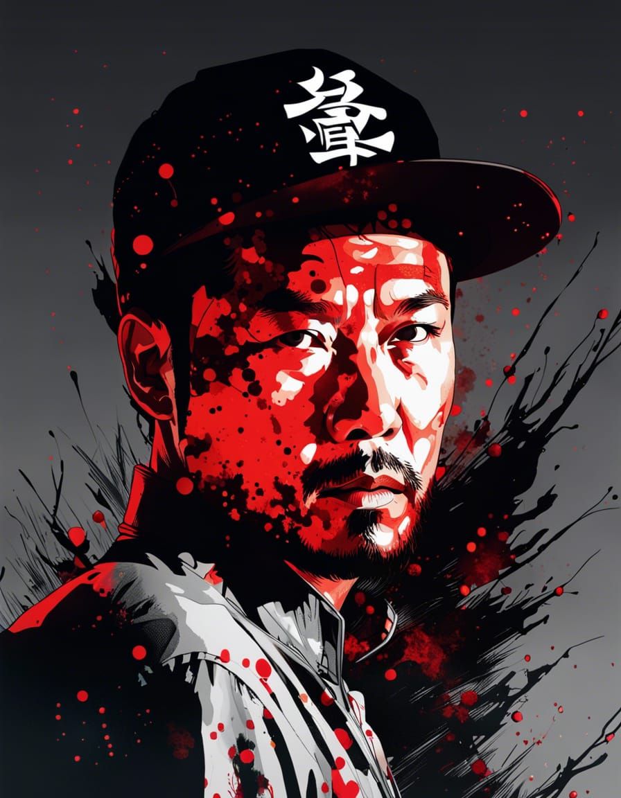 Double Exposure Portrait with Ink Splatters