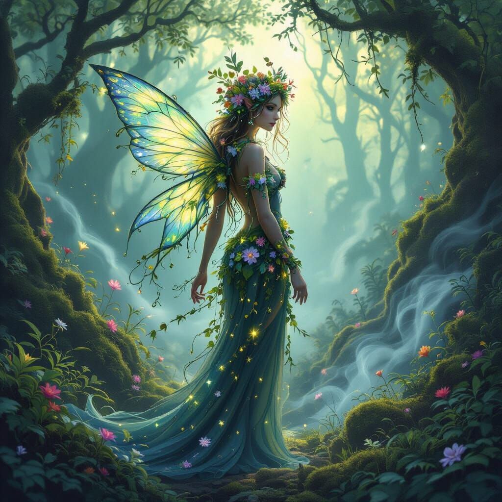 Enchanted Forest Nymph in Ethereal Twilight Glow