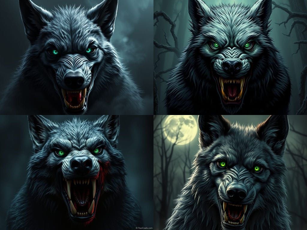 Fierce Grey Werewolf in Close-Up