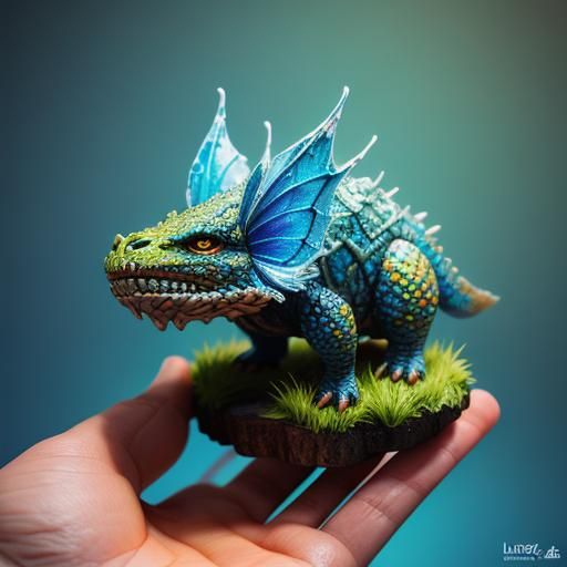 Hyperrealistic Miniature Landscape with Tiny Creature