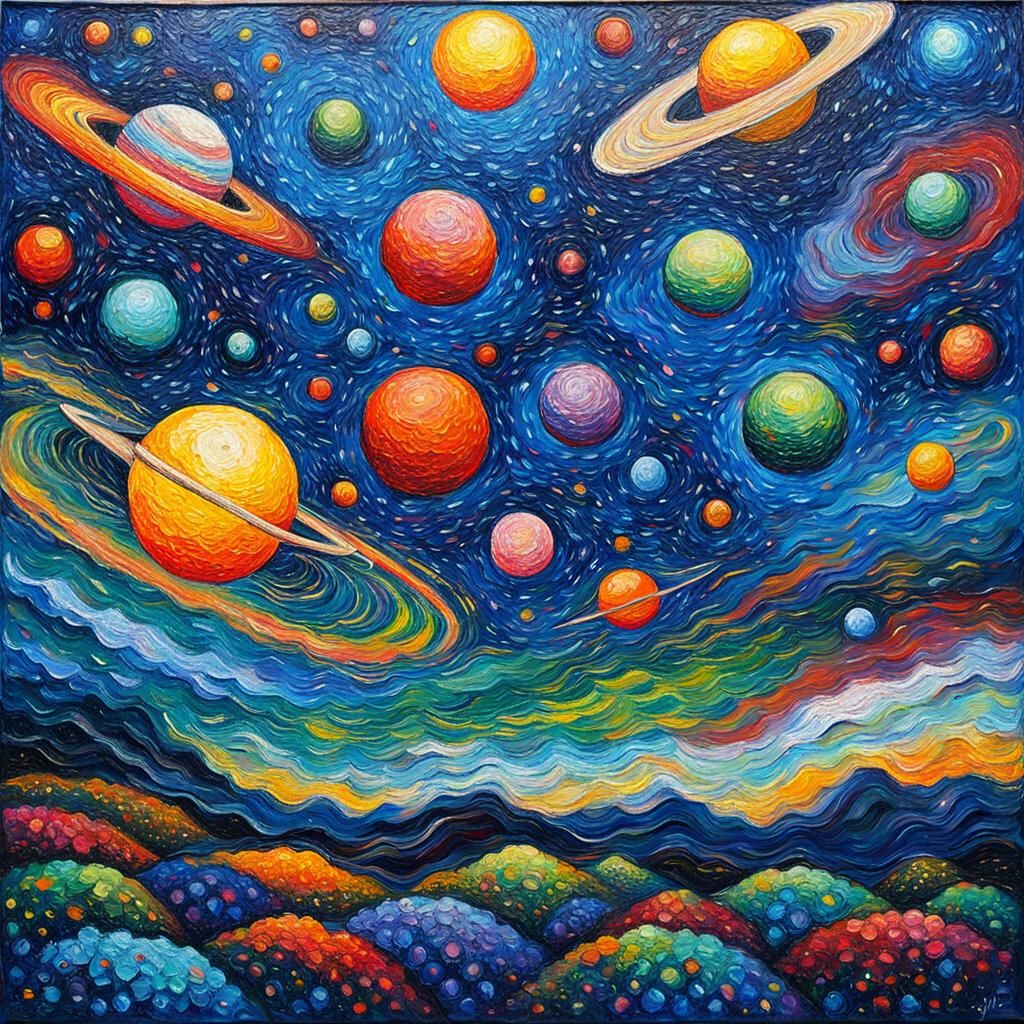 Outer Space in Neo-Impressionist Expressionist Style