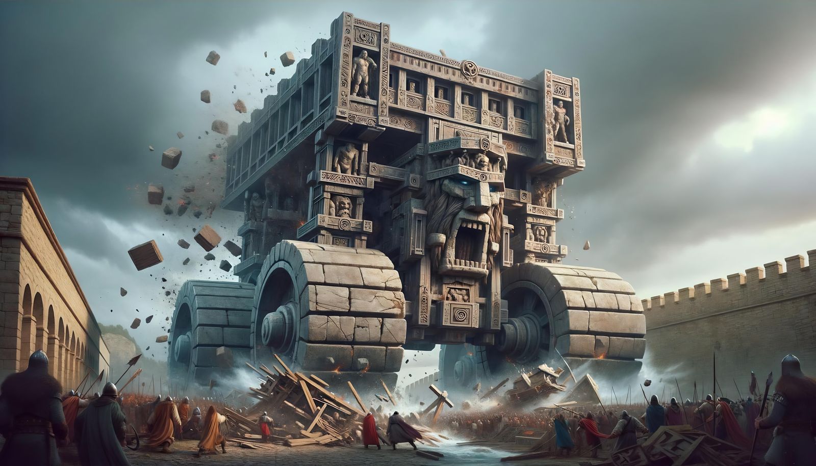 Massive Stone Juggernaut Destroys City Gate