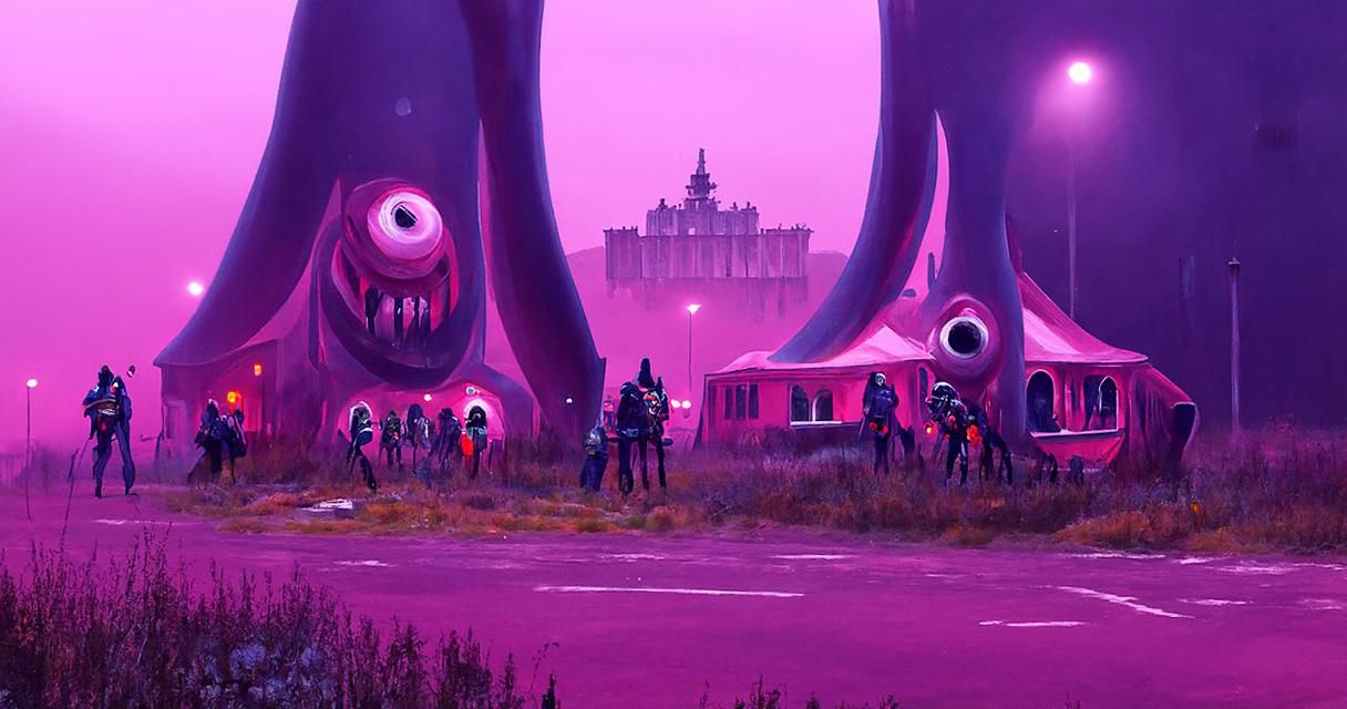 Sinister Orgy in Slaanesh Palace by Simon Stålenhag