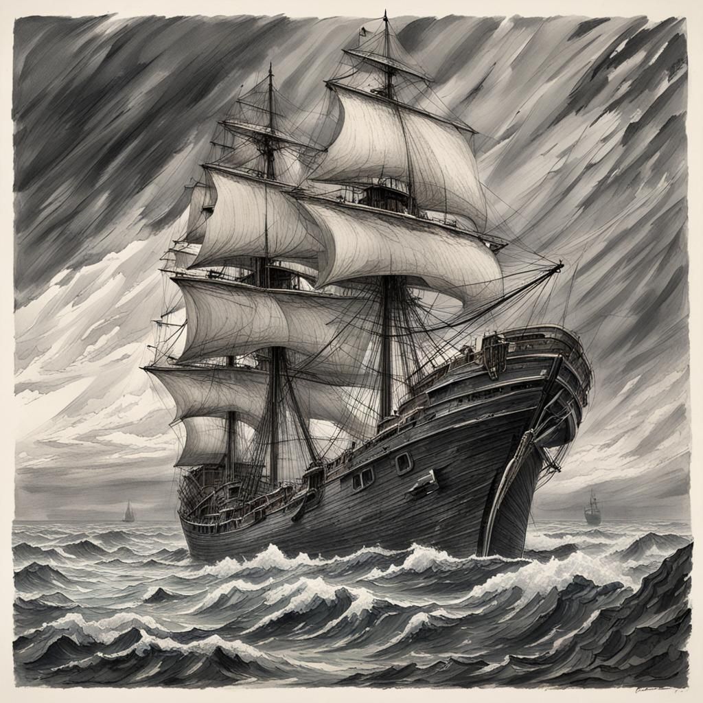 Bleak Island: Unnamed Ship in Monochrome