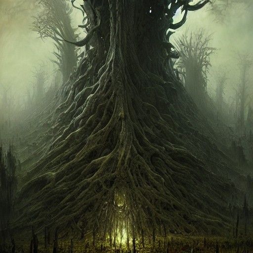 Epic Forest of Nephilim Trees in Dark Fantasy Style