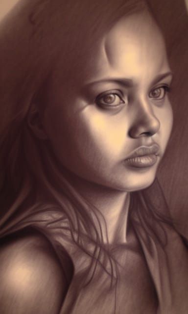 Hyperdetailed Charcoal Portrait as Pencil Sketch