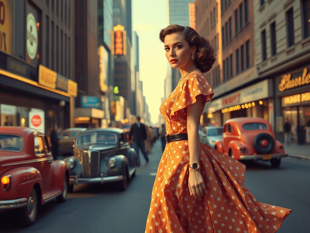 Glamorous Woman in Art Deco Cityscape