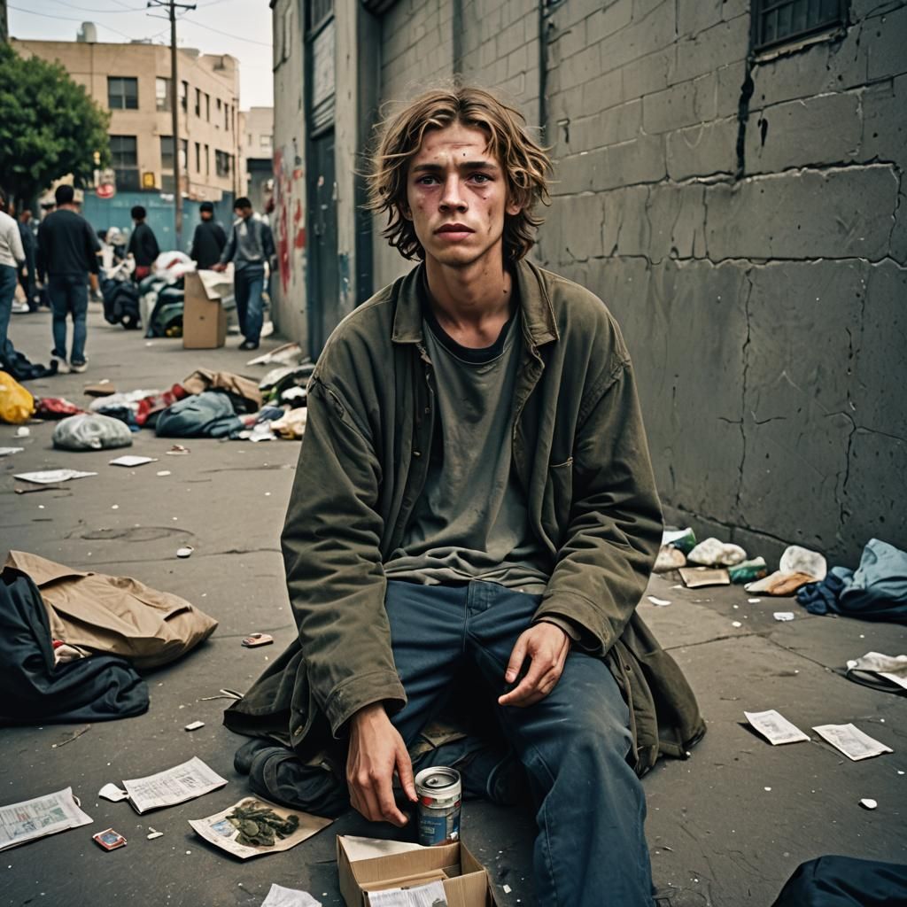 Cinematic Portrait of a Youth on Skid Row