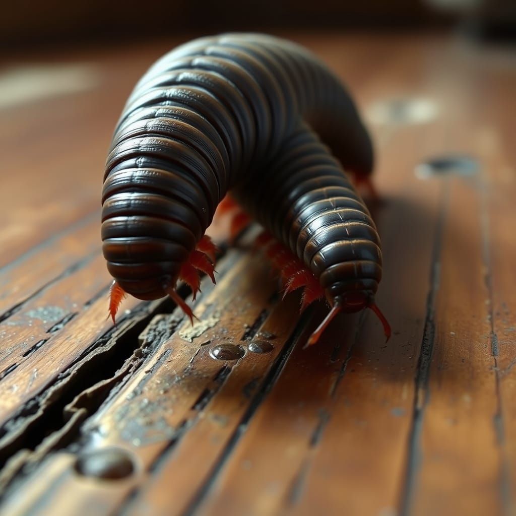 Majestic millipede on the floor