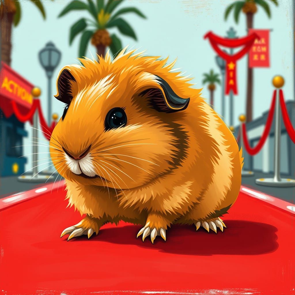 Celestial Guinea Pig Struts Down Crimson Carpet