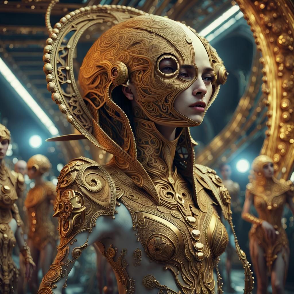 Extraterrestrial Fashion Show in Hyperrealistic Style