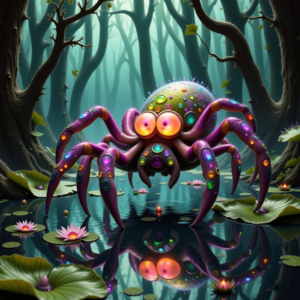 Whimsical Fae Creatures in a Dreamlike Alligator Swamp