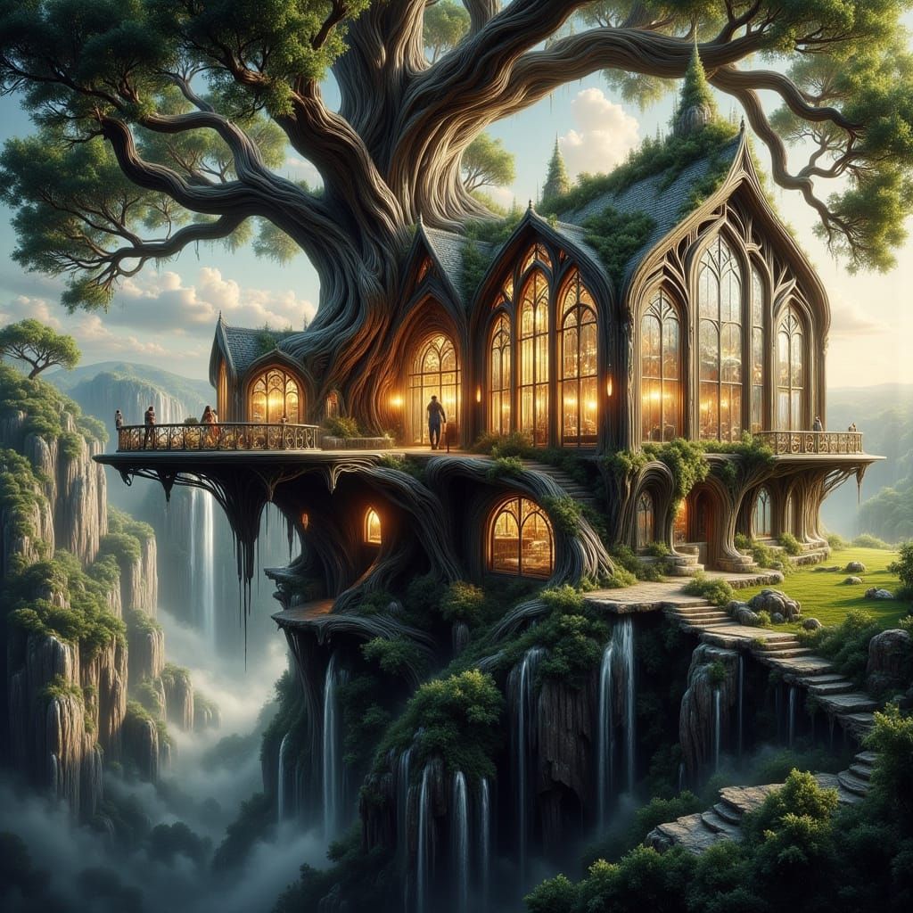 Ethereal Glass Treehouse Amidst Ancient Oak