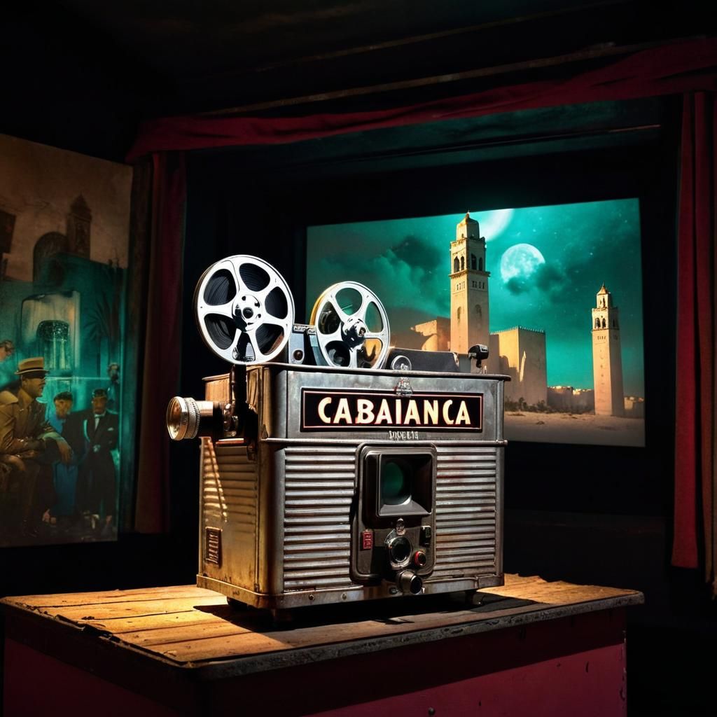 Miniature Drive-In Theater in Mixed Media Style