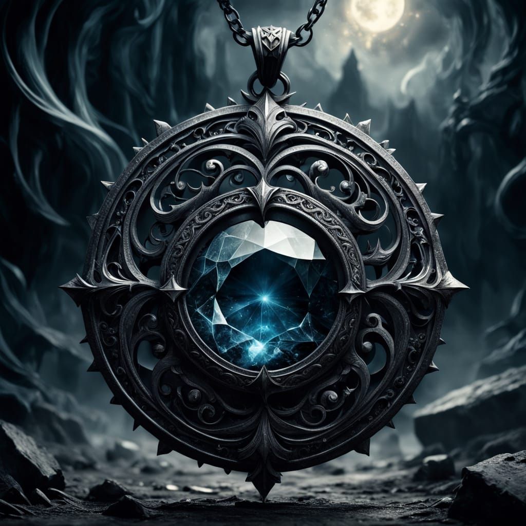 Ethereal Gemstone Pendant in Dark Fantasy Style