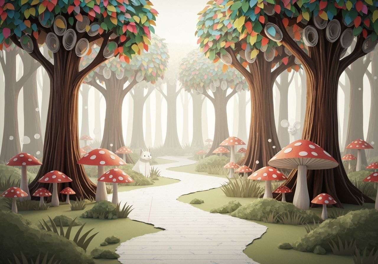 Enchanted Origami Forest Scene with Paper Animals